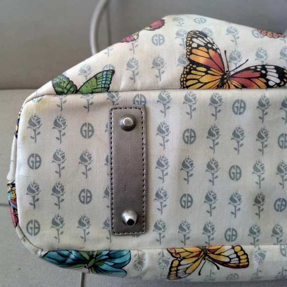 Vintage Giani Bernini Butterflies Handbag Tote Bag Purse - Picture 6 of 16
